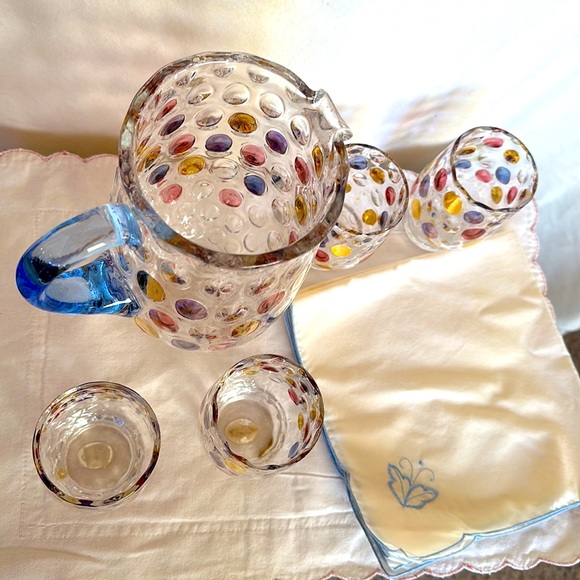 Bohemian Art Glass - Countess Collection Pitcher and 4 Glasses. GORGEOUS!! - Picture 2 of 9